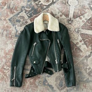 Zara Faux Leather jacket (dark green)